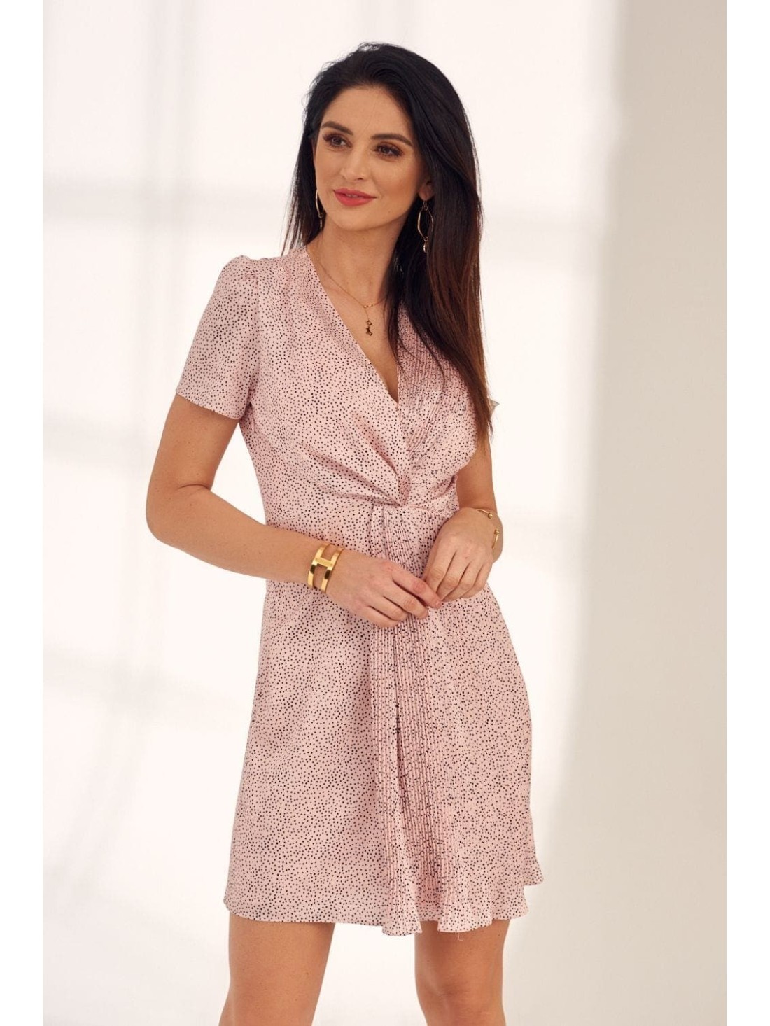 Rochie din doua piese cu buline, pudrata PR55128 - Magazin online - Boutique